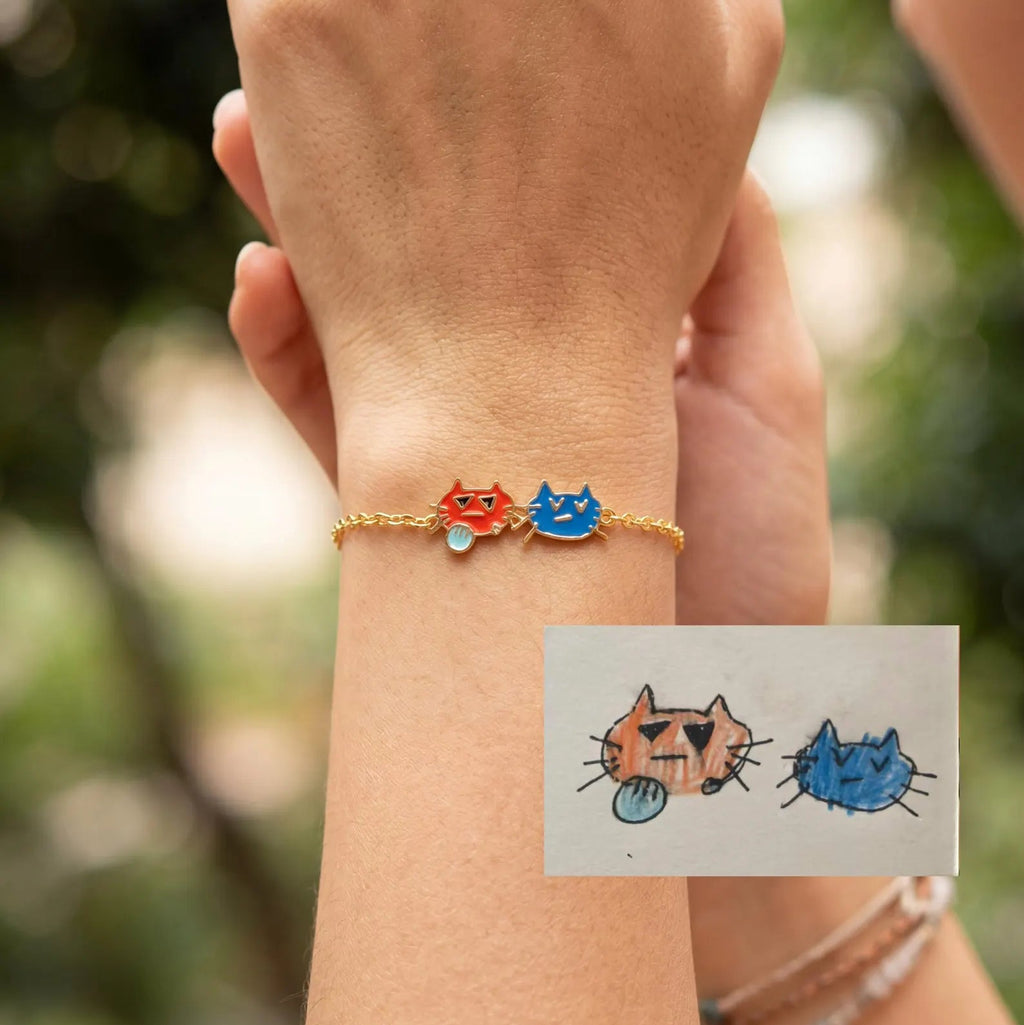 Custom Drawing Bracelet, Personalized Doodle Art Charm – Tinysquiggle