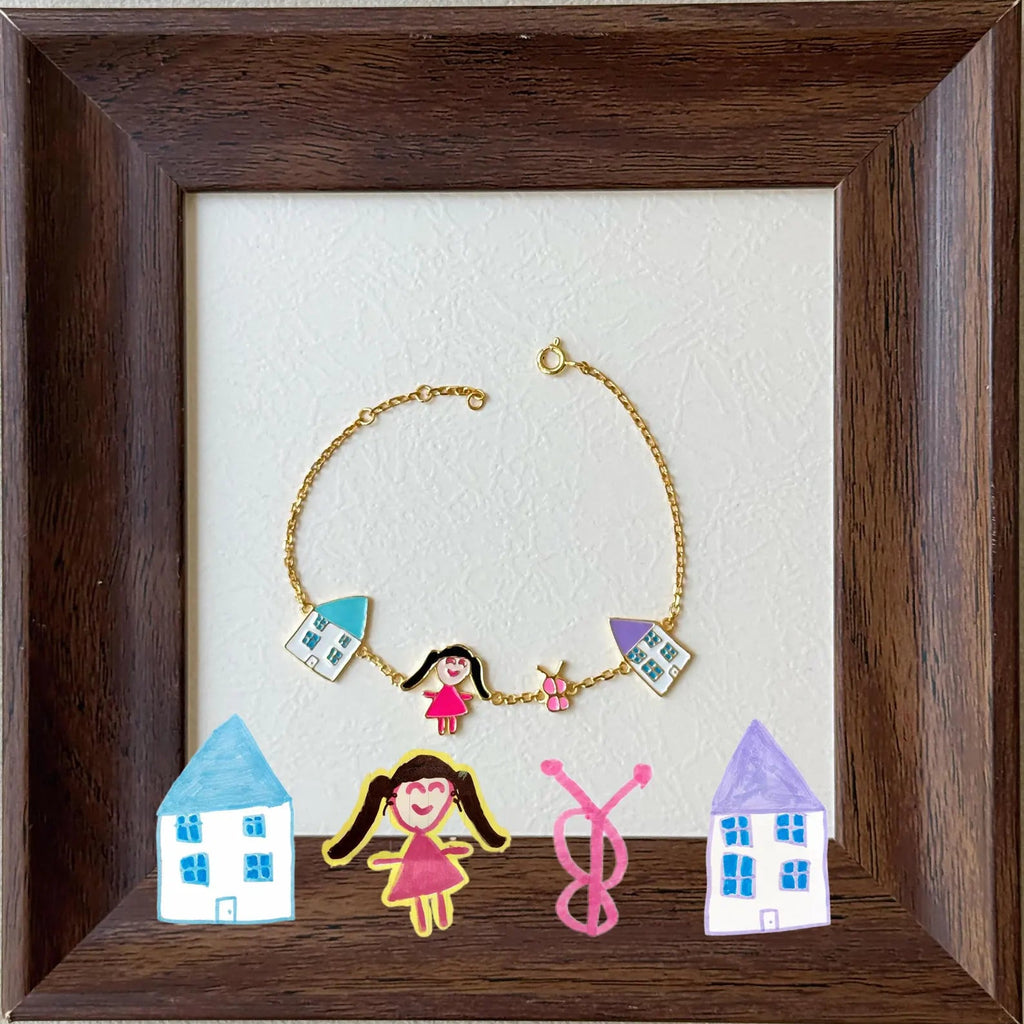 Custom Drawing Bracelet, Personalized Doodle Art Charm – Tinysquiggle