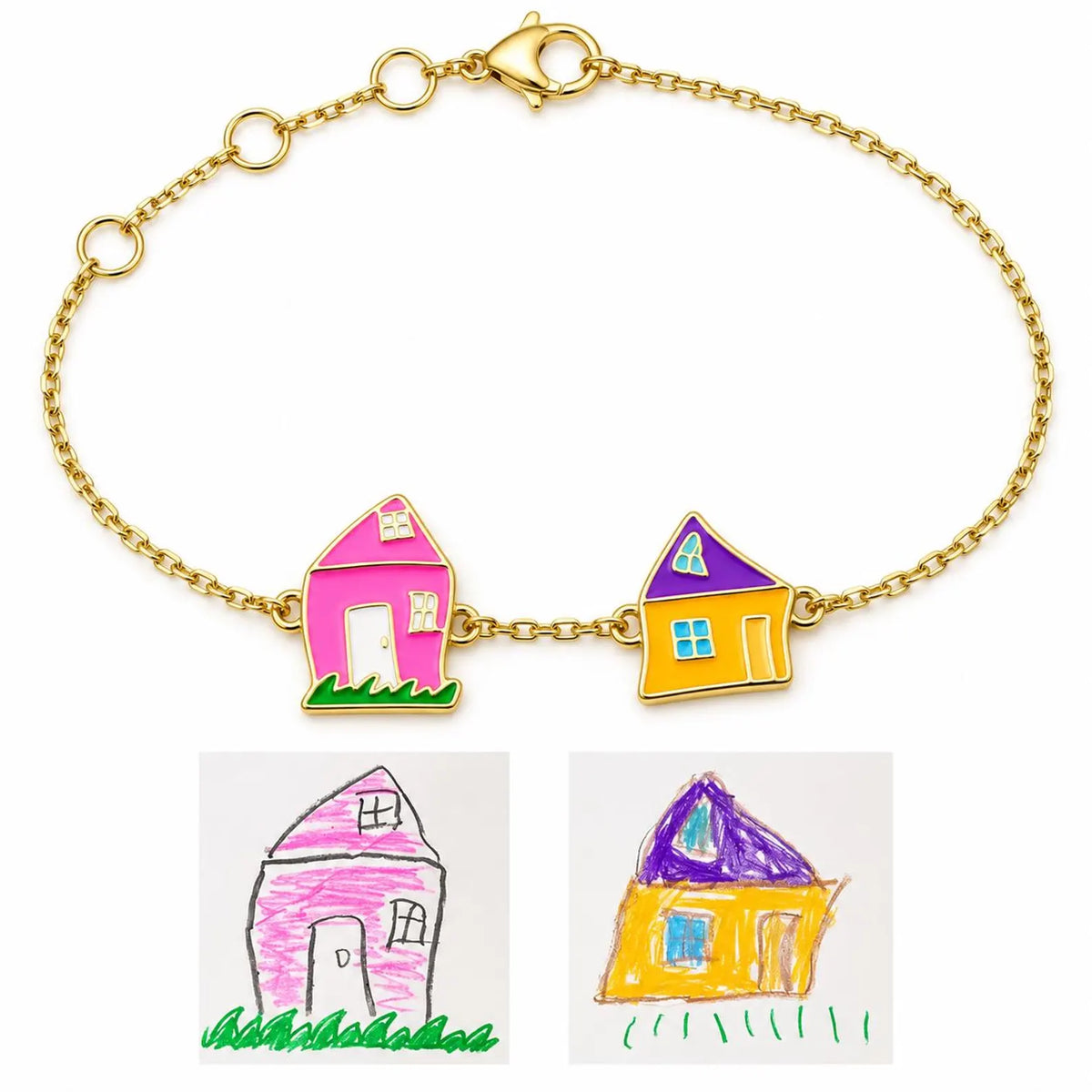 Custom Drawing Bracelet, Personalized Doodle Art Charm