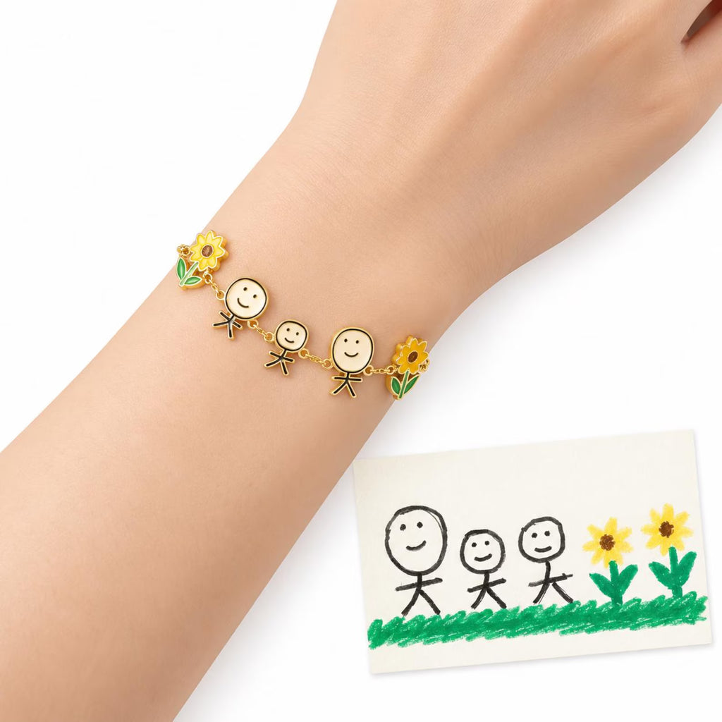 Custom Drawing Bracelet, Personalized Doodle Art Charm