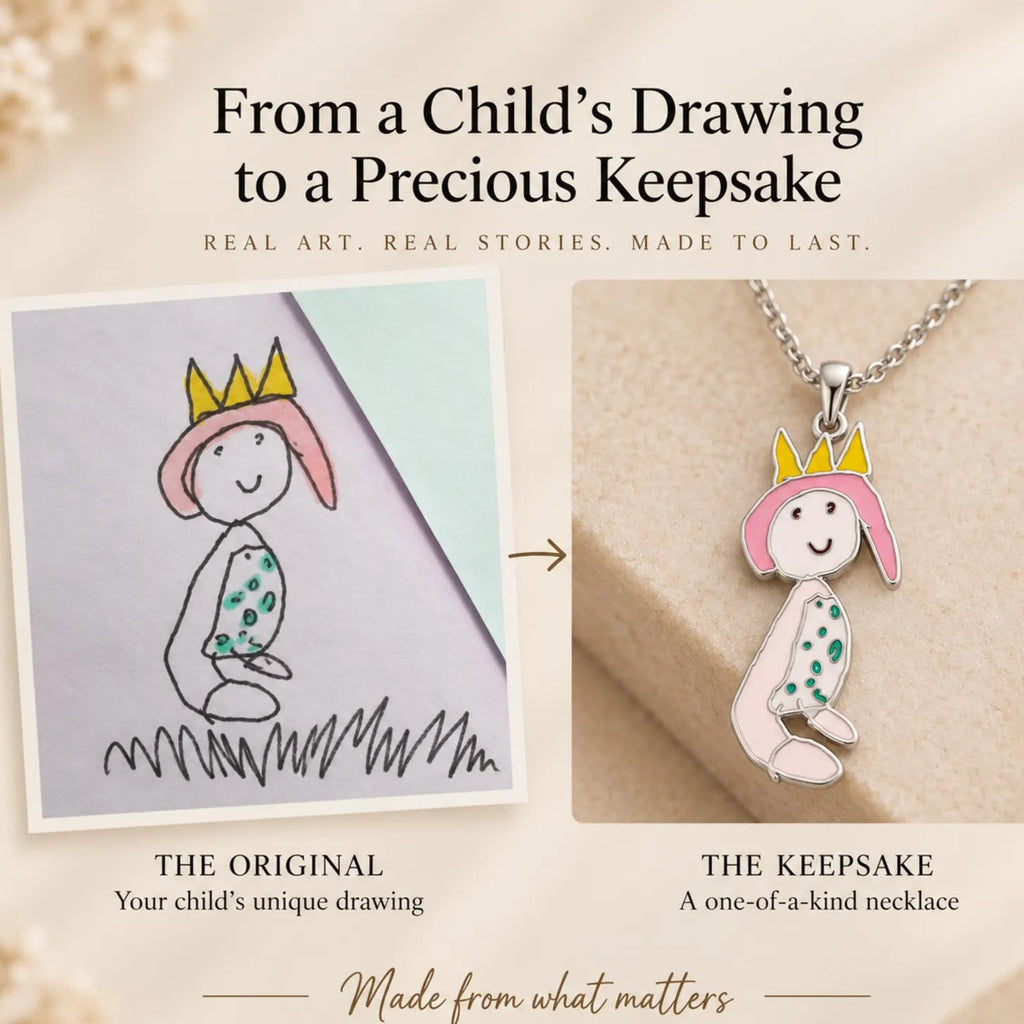 Handmade enamel pendant from your child’s doodle.
